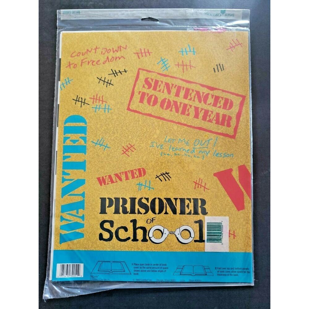 Vintage 1988 Prisoner of School Book Cover Lot of 2 by Scentex, Inc.‎ NOS WS8D